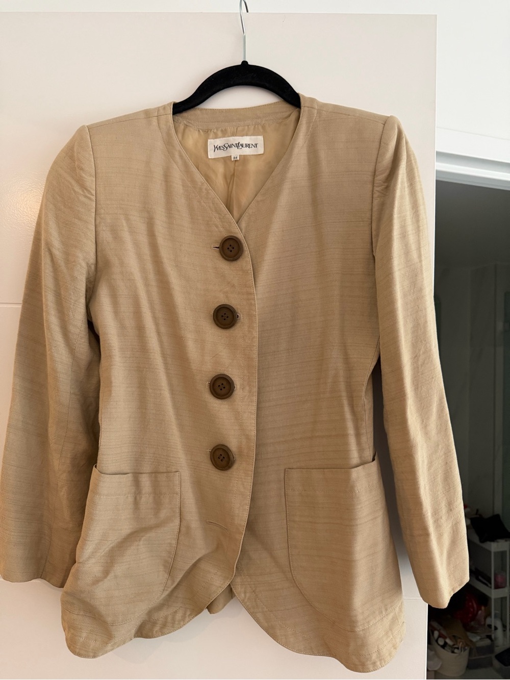 Vintage Yves Saint Laurent Beige Button-Front Women's Jacket